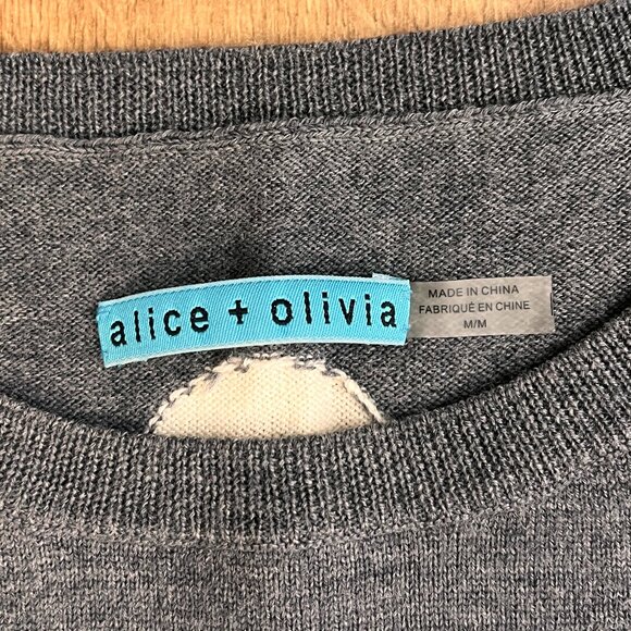 Alice + Olivia Gray Wool Polkadot Crewneck Sweater Sz M - Picture 3 of 9